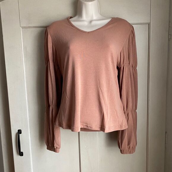 CLEARANCE Camel Tan Taupe Statement Sleeve Top - Picture 7 of 9